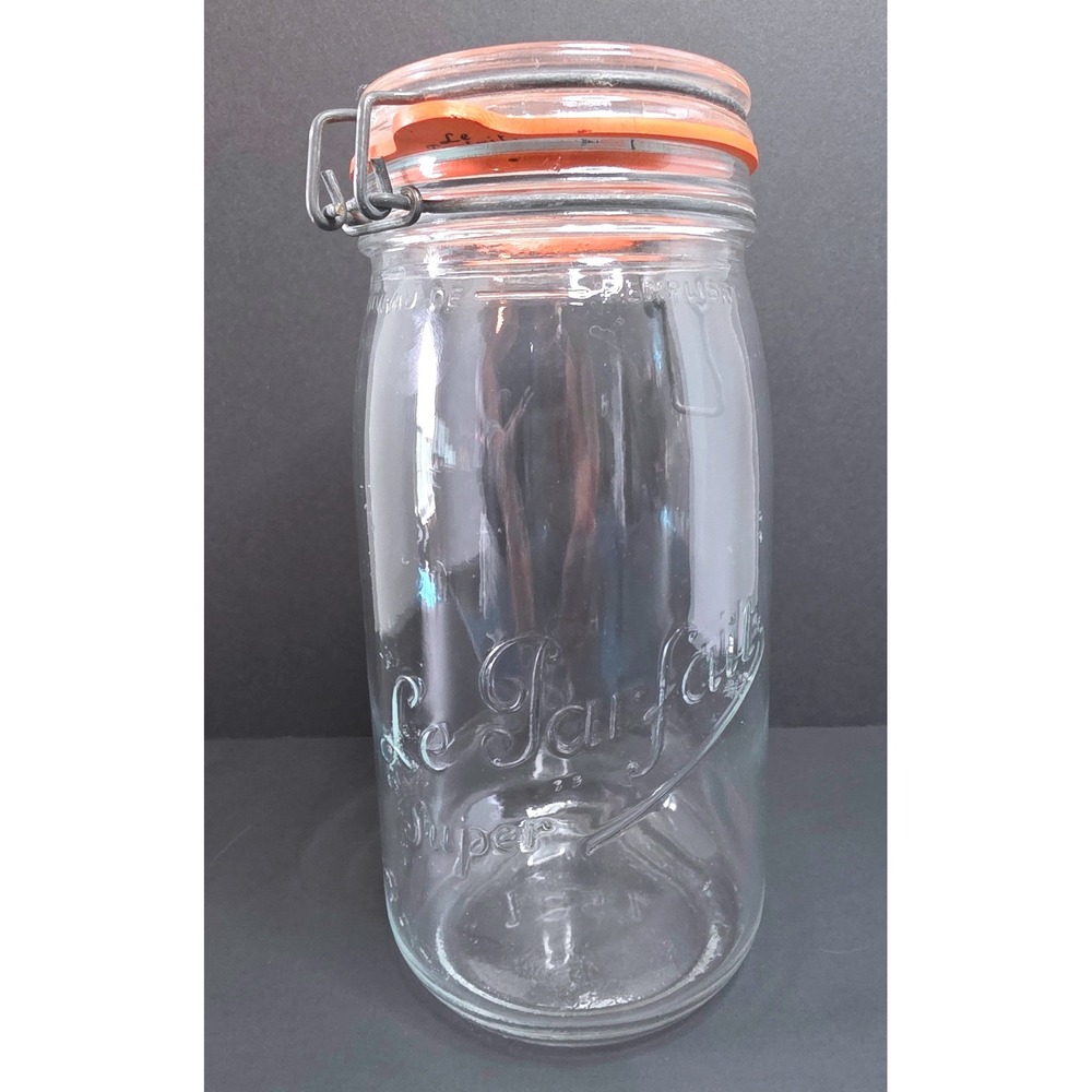 Le Parfait Super Glass Canning Jar 1.5L Made in France Wire Bale Orange Gasket